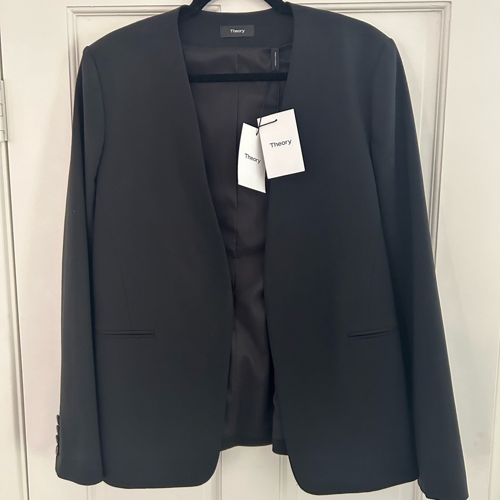 NWT! Theory Isita Open Blazer Sz 12 Black Never Worn